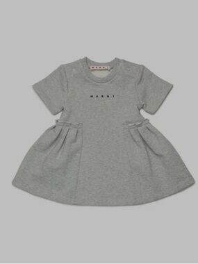 Marni Light Grey Pleated Short Sleeve Dress